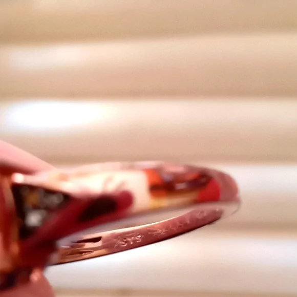 PINK MORGANITE, NATURAL CHAMPAGNE DIAMOND ACCENT RING - Picture 3 of 7